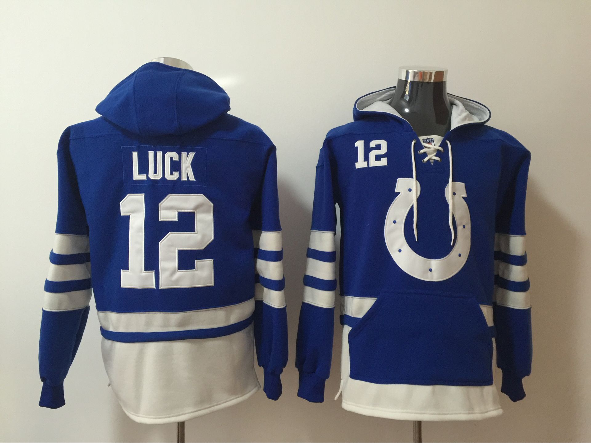 Men NFL Nike Indianapolis Colts 12 Luck blue Sweatshirts